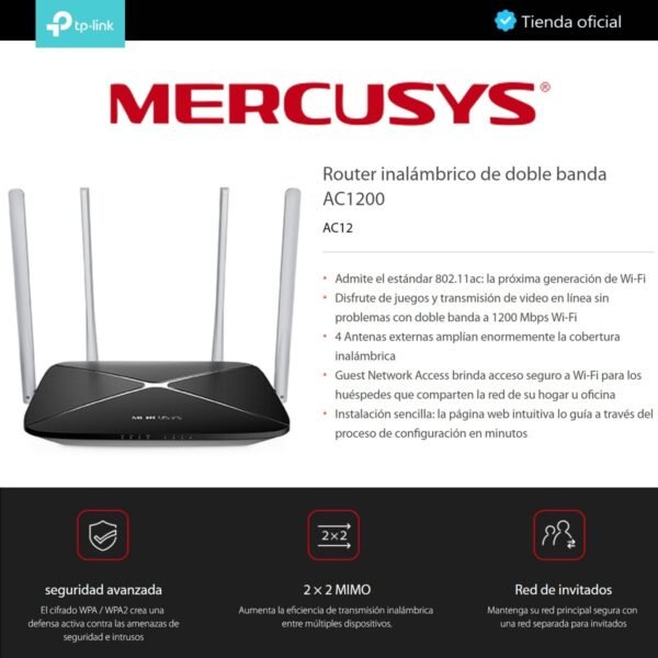 ROUTER INALAMBRICO AC12 DOBLE BANDA AC12OO 4 ANTENAS - Image 7